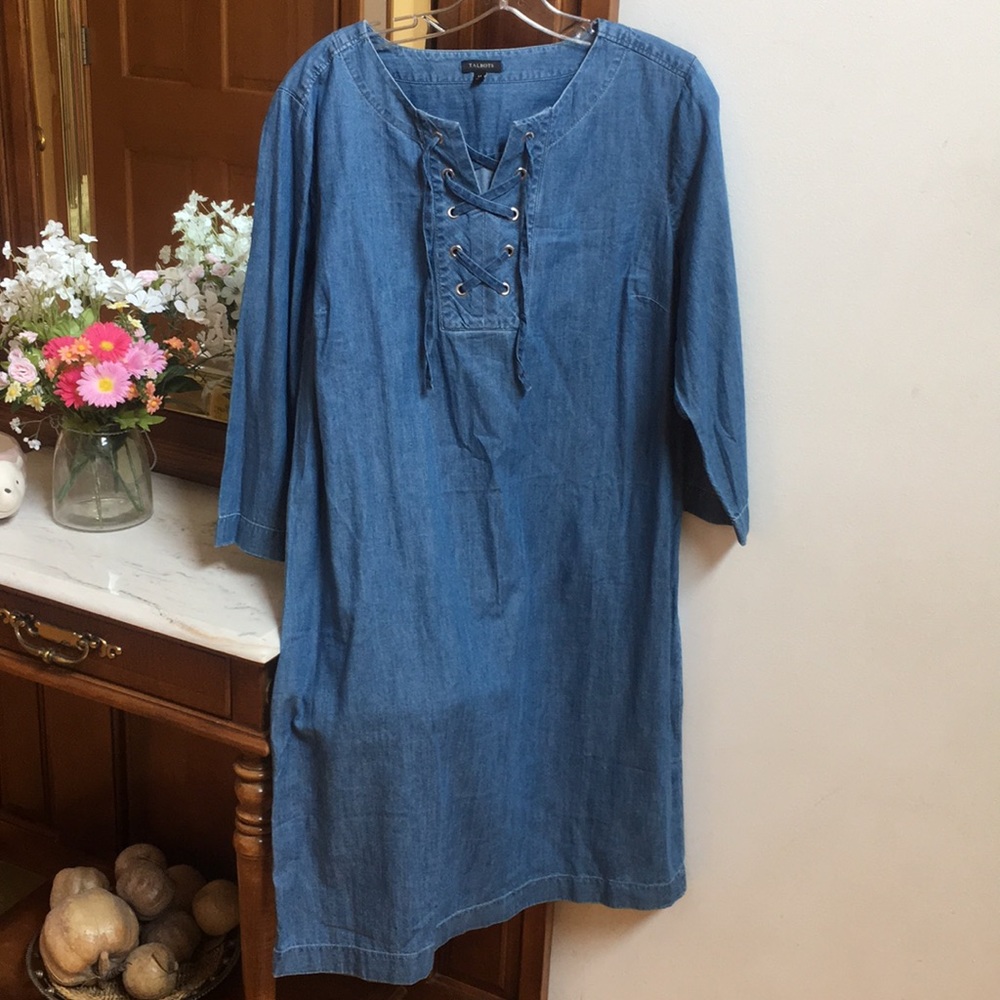 Talbots Size 14 Jean Dress Tie down Front